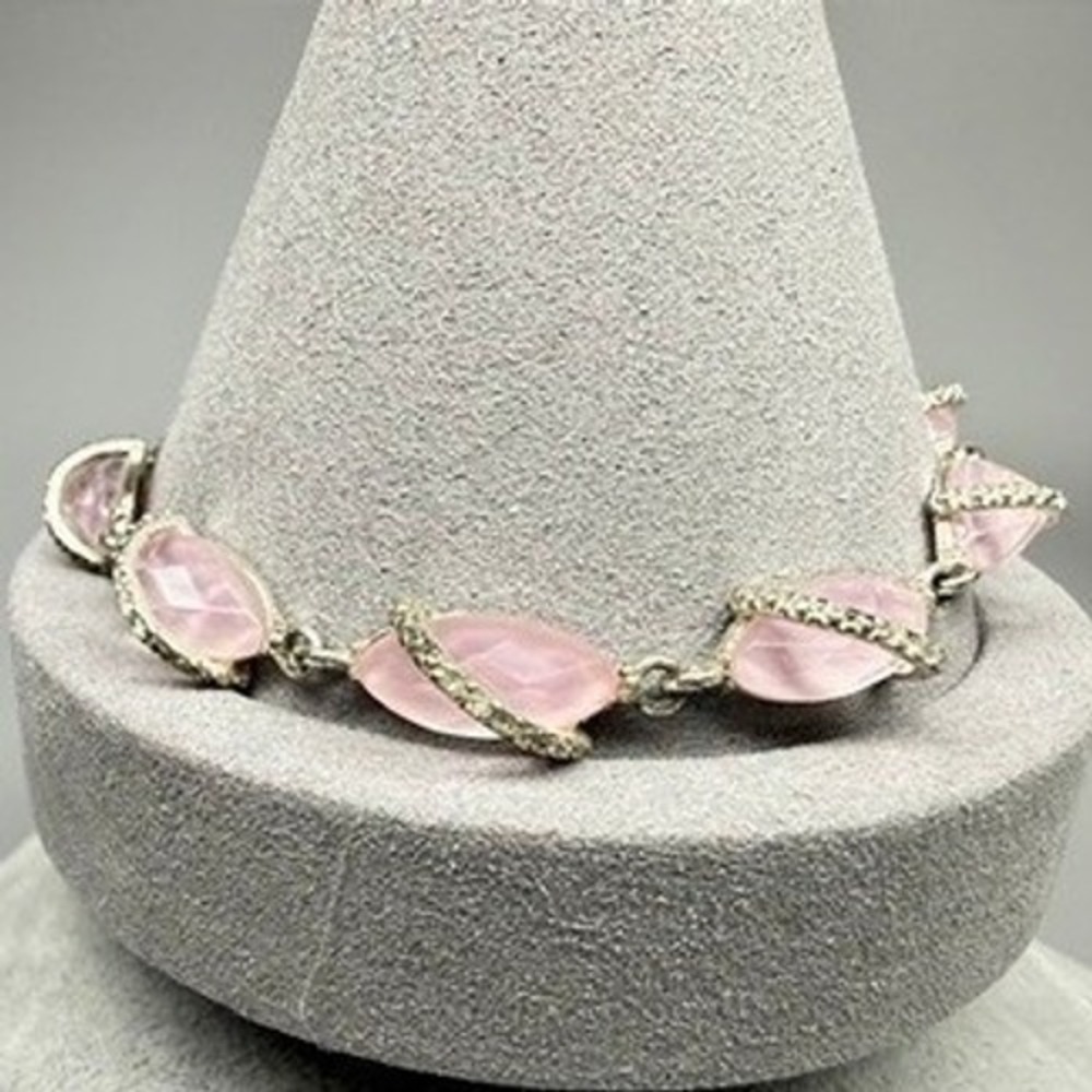 Vintage Avon Pink Rhinestone Marquise Adjustable Link Bracelet 7" and 8"